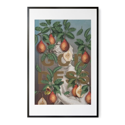 ボタニカルイラストレーションコラージュ女神ビーナス ポスター