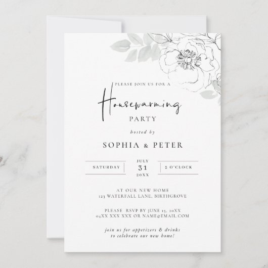 ボタニカルイラストレーションハウスウォーミング 招待状 (正面)