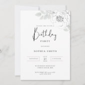 ボタニカルイラストレーションバースデーパーティーの招待 招待状 (正面)