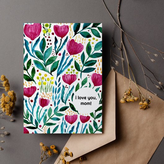 ボタニカルイラストレーション私はあなたを愛する母の日 シーズンカード