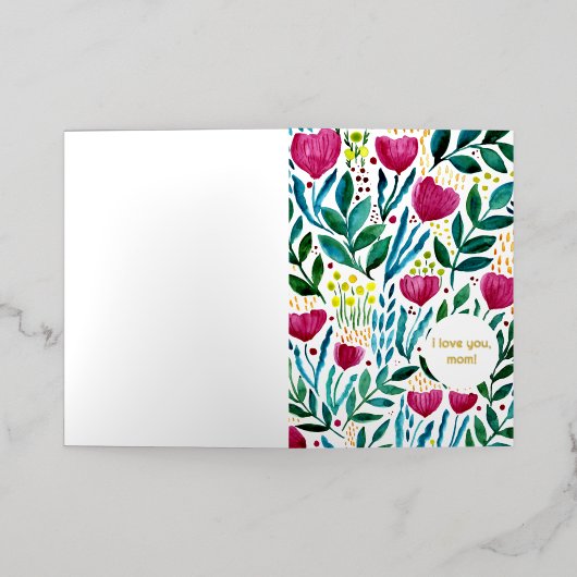 ボタニカルイラストレーション私はあなたを愛する母の日 箔シーズンカード (外側レイダウン)