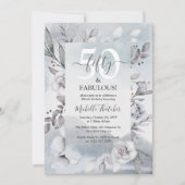 ボタニカルウィンターウォーターエレガントカラー50誕生日 招待状 (正面)