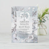 ボタニカルウィンターウォーターエレガントカラー50誕生日 招待状 (スタンド正面)