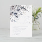 ボタニカルウィンターエレガントフローラシルバ結婚ーズ 箔招待状 (立ち正面)