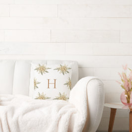 ボタニカルウィンターホワイトイニシャルエーデルワイス クッション