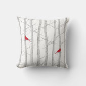 ボタニカルウィンターレッド(鳥)ショウジョウコウカンチョウ植物林 クッション (正面)