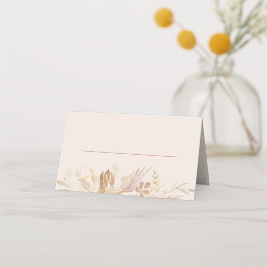 ボタニカルウェディングクリームバーニングオレンジパーソナライズド プレイスカード (正面)