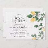 ボタニカルウォーターの色レモン緑のカップルのシャワー 招待状 (正面)