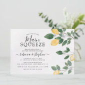 ボタニカルウォーターの色レモン緑のカップルのシャワー 招待状 (スタンド正面)
