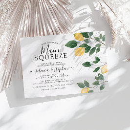 ボタニカルウォーターの色レモン緑のカップルのシャワー 招待状