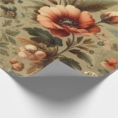 ボタニカルウォーターエレガントカラー秋花模様 ラッピングペーパー (角)