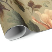 ボタニカルウォーターエレガントカラー秋花模様 ラッピングペーパー (ロールコーナー)