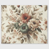 ボタニカルウォーターエレガントカラー秋花模様 ラッピングペーパー (フラット)