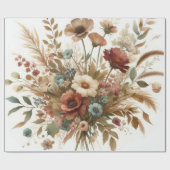 ボタニカルウォーターエレガントカラー秋花模様 ラッピングペーパー (フラット)