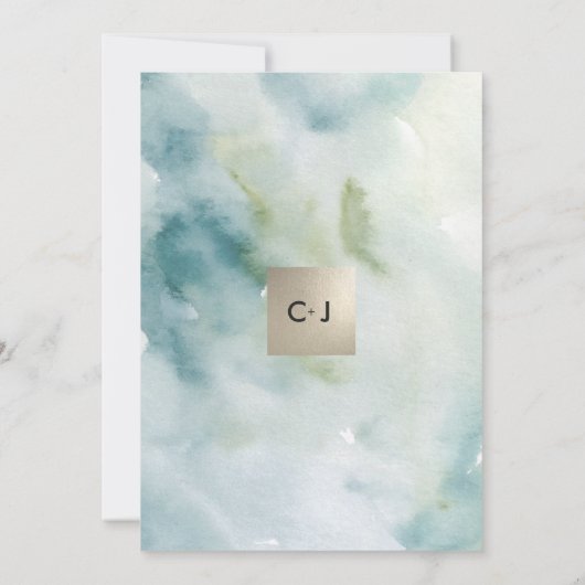 ボタニカルウォーターカラーカスタムウェディング招待状 招待状 (裏面)