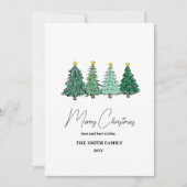ボタニカルウォーターカラークリスマスツリーホリデーカード シーズンカード (正面)