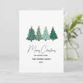ボタニカルウォーターカラークリスマスツリーホリデーカード シーズンカード (スタンド正面)
