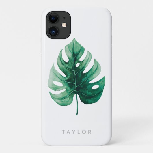 ボタニカルウォーターカラーグリーンモンステラ葉 Case-Mate iPhoneケース (裏面)