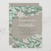 ボタニカルウォーターカラーグリーンリーブライダルシャワー 招待状 (正面/裏面)