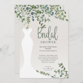 ボタニカルウォーターカラーグリーンリーブライダルシャワー 招待状 (正面/裏面)