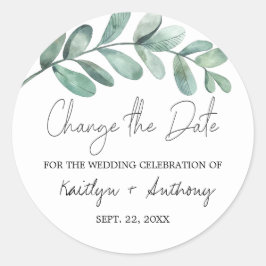 ボタニカルウォーターカラーグリーンリーユーカリクラシックR ラウンドシール