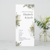 ボタニカルウォーターカラーグリーンリー結婚式 プログラム (スタンド正面)