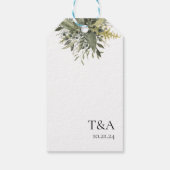 ボタニカルウォーターカラーグリーン結婚式の引き出物ラベル ギフトタグ (裏面)