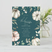 ボタニカルウォーターカラーパンプキンサンクスギビングディナー 招待状 (スタンド正面)