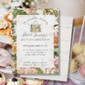 ボタニカルウォーターカラーピンクフローラティーパーティーブライダル