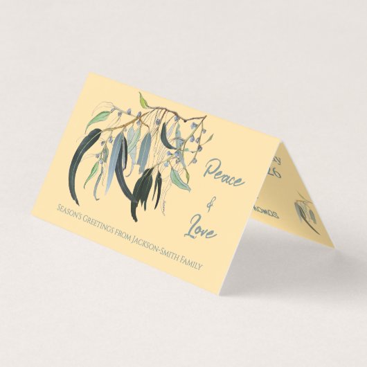 ボタニカルウォーターカラーピースラブクリスマスカード (正面)