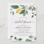 ボタニカルウォーターカラーレモングリーンリーブライダルシャワー 招待状 (正面)