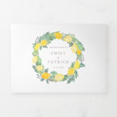 ボタニカルウォーターカラーレモンツリーサマー結婚ズ 三つ折り招待状 (カバー)