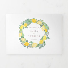 ボタニカルウォーターカラーレモンツリーサマー結婚ズ 三つ折り招待状