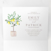 ボタニカルウォーターカラーレモンツリーサマー結婚ズ 三つ折り招待状 (内部最初)