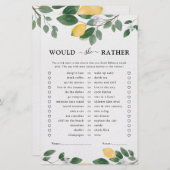 ボタニカルウォーターカラーレモンブライダルシャワーゲーム (正面/裏面)