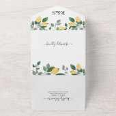 ボタニカルウォーターカラーレモン&グリーン結婚リー オールインワン招待状 (外側)