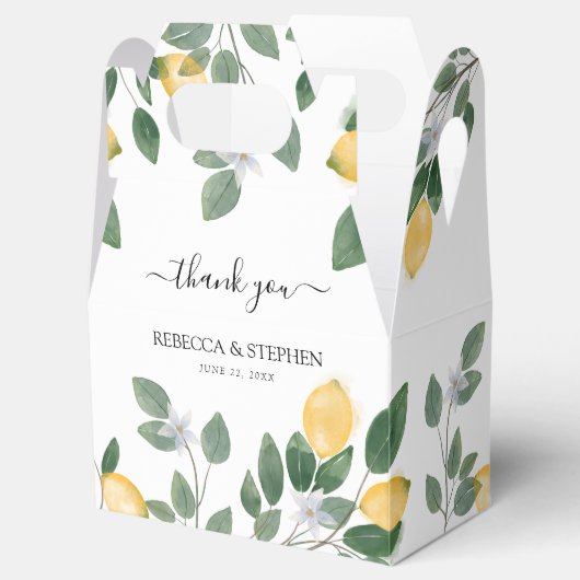 ボタニカルウォーターカラーレモン&グリーン結婚リー フェイバーボックス (オープン)