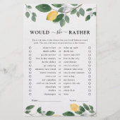 ボタニカルウォーターカラーレモン ブライダルシャワーゲーム (正面)