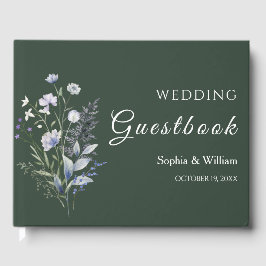 ボタニカルウォーターカラーワイルドフラワーテーマ結婚ズ ゲストブック