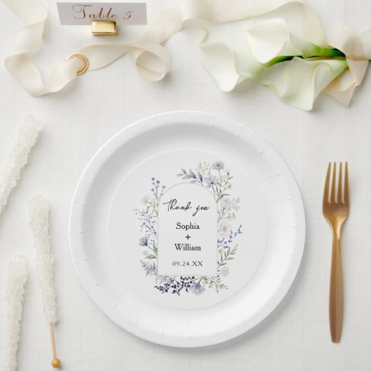 ボタニカルウォーターカラーワイルドフラワーテーマ結婚ズ ペーパープレート (ウェディング)