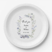 ボタニカルウォーターカラーワイルドフラワーテーマ結婚ズ ペーパープレート (正面)