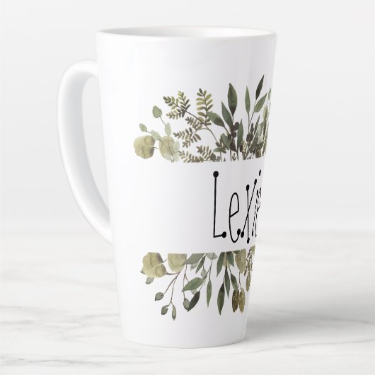 ボタニカルウォーターパーソナライズされたカラー カフェラテマグ (左アングル)