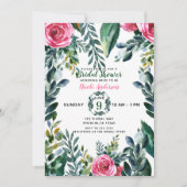 ボタニカルウォーターヴィンテージ葉フローラブライダル 招待状 (正面)