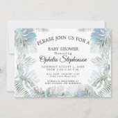 ボタニカルウォーター淡い色のカラーダスティブルーシャワー 招待状 (正面)