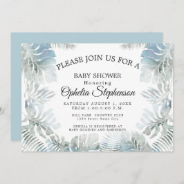 ボタニカルウォーター淡い色のカラーダスティブルーシャワー 招待状