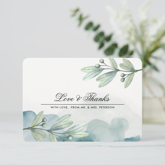 ボタニカルウォーター結婚カラーサンキューカード サンキューカード (スタンド正面)