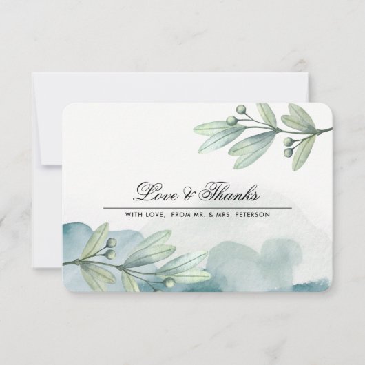 ボタニカルウォーター結婚カラーサンキューカード サンキューカード (正面)
