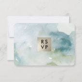 ボタニカルウォーター絵画カラーの結婚式RSVPカード 出欠カード (裏面)