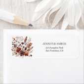 ボタニカルウォーター自然カラー秋花模様素朴 ラベル (インサイチュ)