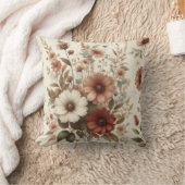 ボタニカルウォーター自然カラー秋花模様 クッション (ブランケット)